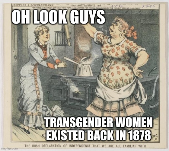 OH LOOK GUYS; TRANSGENDER WOMEN EXISTED BACK IN 1878 | made w/ Imgflip meme maker