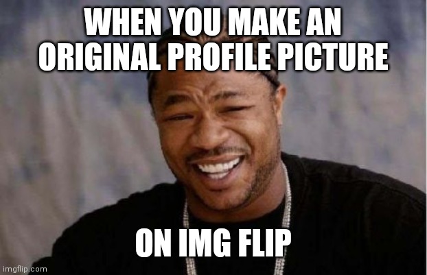 Original IMG FLIP Profile picture | WHEN YOU MAKE AN ORIGINAL PROFILE PICTURE; ON IMG FLIP | image tagged in memes,yo dawg heard you,success kid original | made w/ Imgflip meme maker