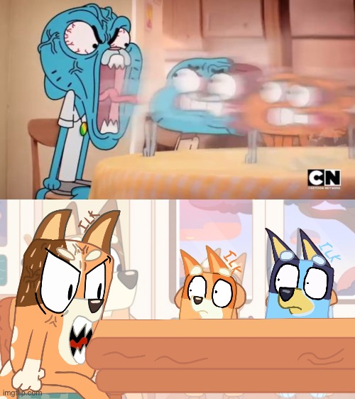 too lazy to draw an actual bg | image tagged in bluey,the amazing world of gumball | made w/ Imgflip meme maker