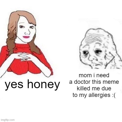 Yes Honey | yes honey mom i need a doctor this meme killed me due to my allergies :( | image tagged in yes honey | made w/ Imgflip meme maker