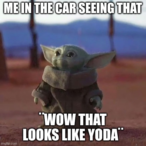 Baby Yoda | ME IN THE CAR SEEING THAT ¨WOW THAT LOOKS LIKE YODA¨ | image tagged in baby yoda | made w/ Imgflip meme maker