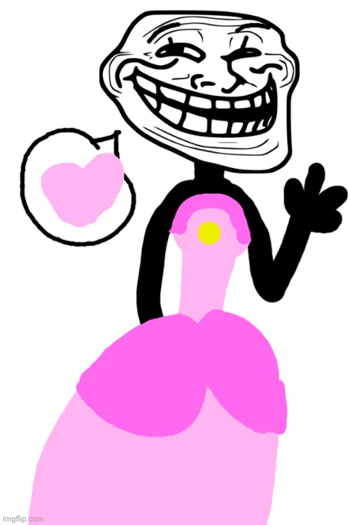 Princess trollface (why did I make this) | image tagged in trollface,troll face,princess,cursed,help,fanart | made w/ Imgflip meme maker