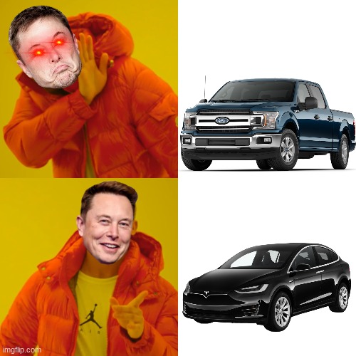 Elon musk reacts | image tagged in memes,drake hotline bling,elon musk,tesla,fun,lmao | made w/ Imgflip meme maker