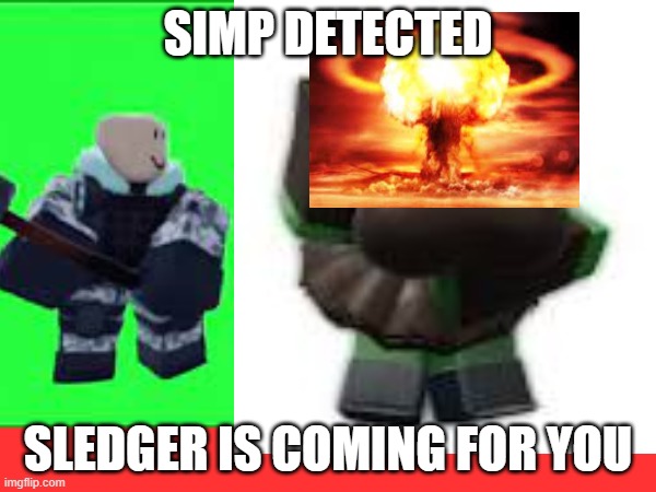 Imagine simping femnal | SIMP DETECTED; SLEDGER IS COMING FOR YOU | image tagged in memes | made w/ Imgflip meme maker