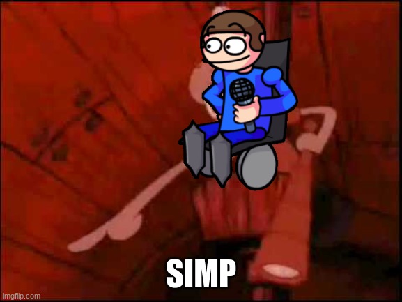 Squidward pointing | SIMP | image tagged in squidward pointing | made w/ Imgflip meme maker