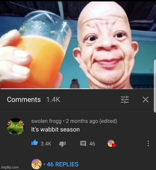 This deserves to be the most liked comment on YouTube ngl ^-^ | image tagged in orange juice,looney tunes | made w/ Imgflip meme maker