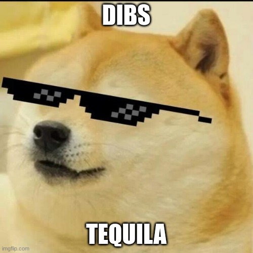 Sunglass Doge | DIBS; TEQUILA | image tagged in sunglass doge | made w/ Imgflip meme maker