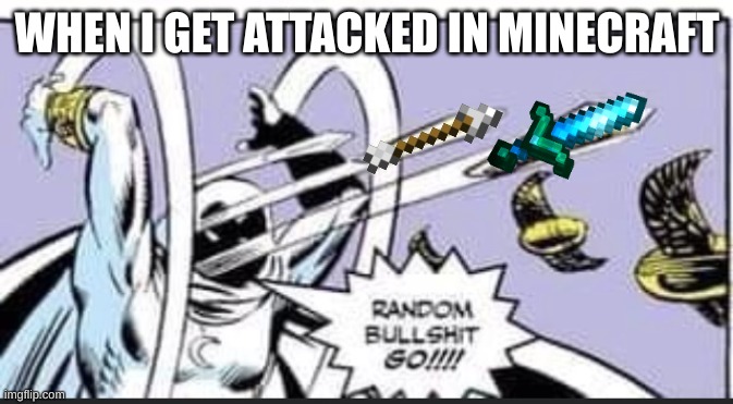 minecraft panik | WHEN I GET ATTACKED IN MINECRAFT | image tagged in random bullshit go | made w/ Imgflip meme maker