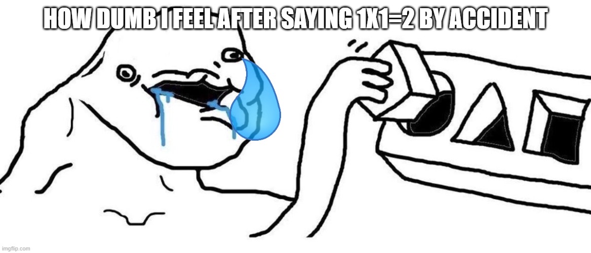 True Story lol | HOW DUMB I FEEL AFTER SAYING 1X1=2 BY ACCIDENT | image tagged in brainlet blocks | made w/ Imgflip meme maker