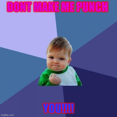 come hear | DONT MAKE ME PUNCH; YOU!!!! | image tagged in memes,success kid | made w/ Imgflip meme maker