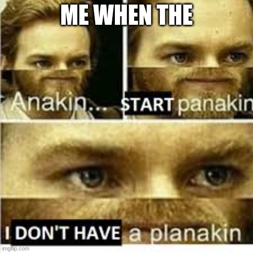 Anikan start panikan i dont have a planikan | ME WHEN THE | image tagged in anikan start panikan i dont have a planikan | made w/ Imgflip meme maker