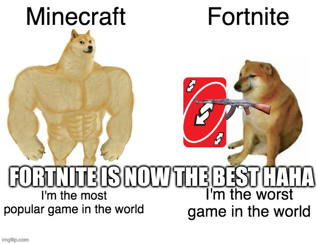 FACTS............ | FORTNITE IS NOW THE BEST HAHA | image tagged in minecraft vs fortnite | made w/ Imgflip meme maker