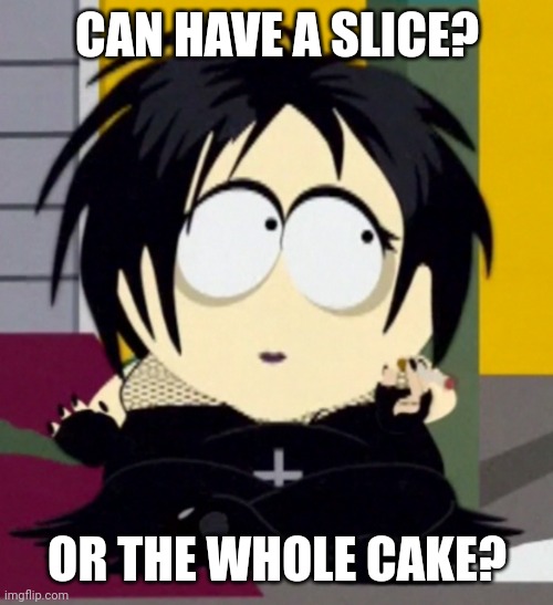 Henrietta Biggle | CAN HAVE A SLICE? OR THE WHOLE CAKE? | image tagged in henrietta biggle | made w/ Imgflip meme maker