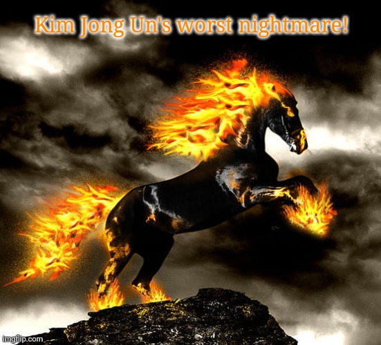 It burns it burns ahh ahh ahhh. | Kim Jong Un's worst nightmare! | image tagged in stop,trying,to ride,horses | made w/ Imgflip meme maker