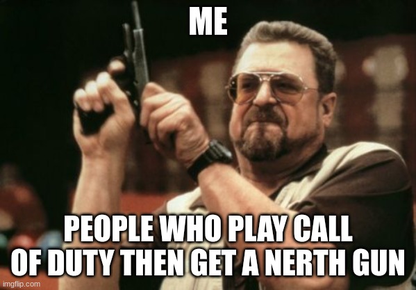 meme | ME; PEOPLE WHO PLAY CALL OF DUTY THEN GET A NERTH GUN | image tagged in memes,am i the only one around here | made w/ Imgflip meme maker