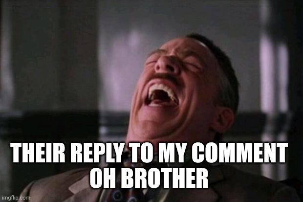 Spider Man boss | THEIR REPLY TO MY COMMENT 
OH BROTHER | image tagged in spider man boss | made w/ Imgflip meme maker