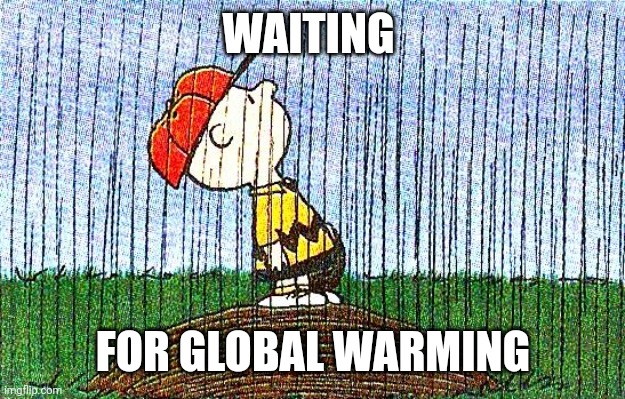 Charlie Brown Rain | WAITING; FOR GLOBAL WARMING | image tagged in charlie brown rain | made w/ Imgflip meme maker