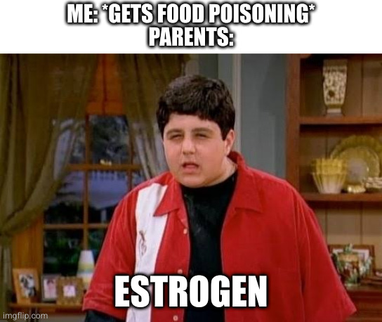 Drake Josh Megan | ME: *GETS FOOD POISONING*
PARENTS:; ESTROGEN | image tagged in drake josh megan | made w/ Imgflip meme maker