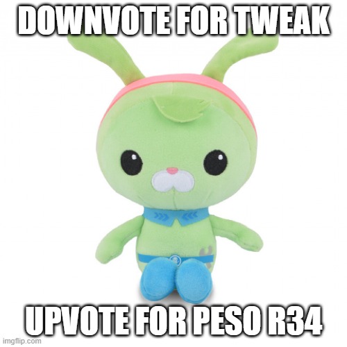 da gorl | DOWNVOTE FOR TWEAK; UPVOTE FOR PESO R34 | image tagged in da gorl | made w/ Imgflip meme maker