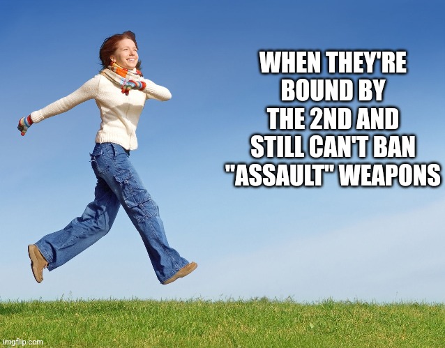 WHEN THEY'RE BOUND BY THE 2ND AND STILL CAN'T BAN "ASSAULT" WEAPONS | image tagged in distracted boyfriend | made w/ Imgflip meme maker