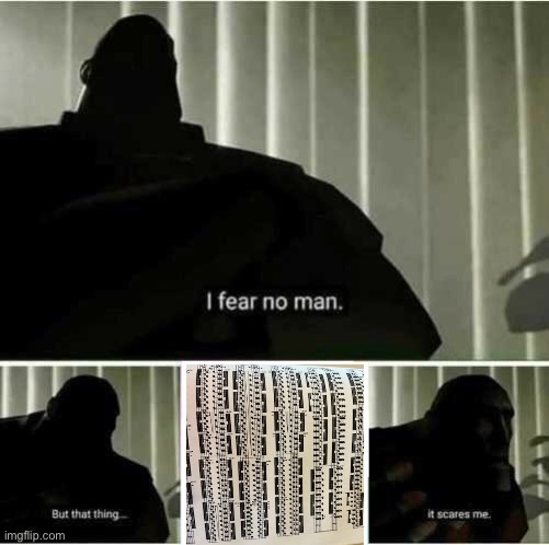 Musician’s worst fear… 32nd notes | image tagged in i fear no man,music,tf2,what the hell is this,musician,musician jokes | made w/ Imgflip meme maker