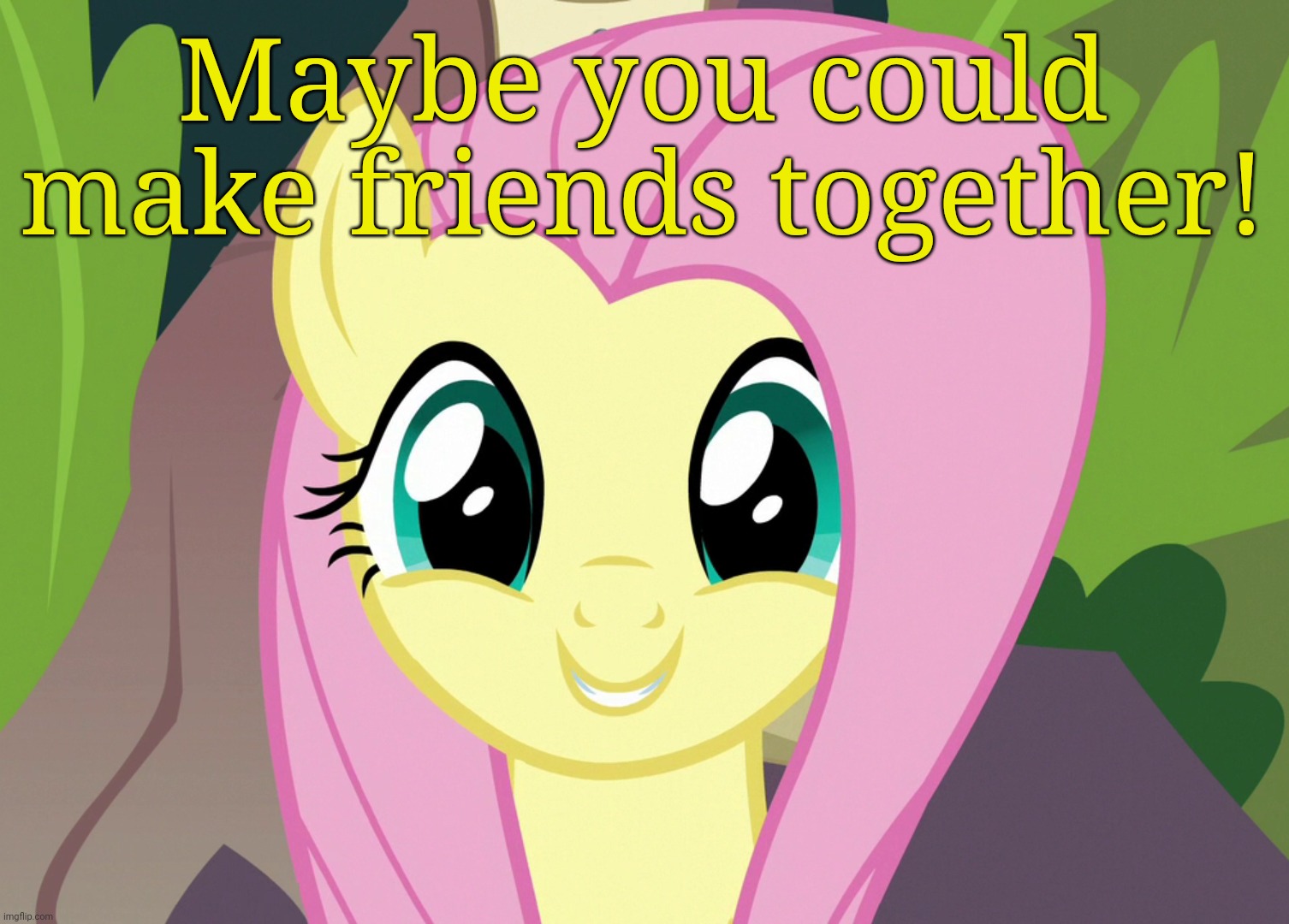 Shyabetes 2 (MLP) | Maybe you could make friends together! | image tagged in shyabetes 2 mlp | made w/ Imgflip meme maker