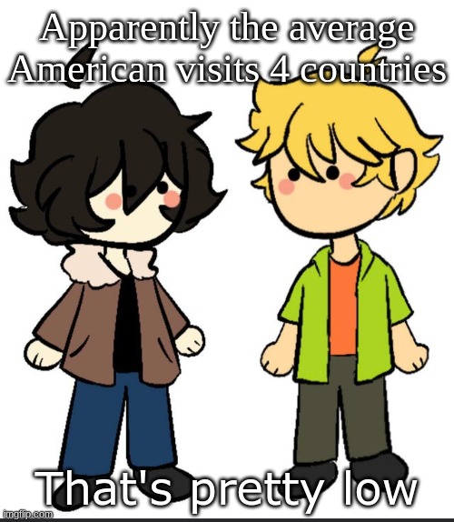 I have like 22 | Apparently the average American visits 4 countries; That's pretty low | image tagged in nic an wil | made w/ Imgflip meme maker