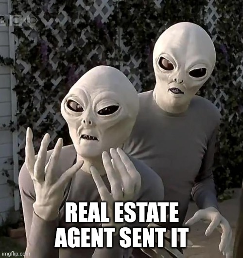 Aliens | REAL ESTATE AGENT SENT IT | image tagged in aliens | made w/ Imgflip meme maker