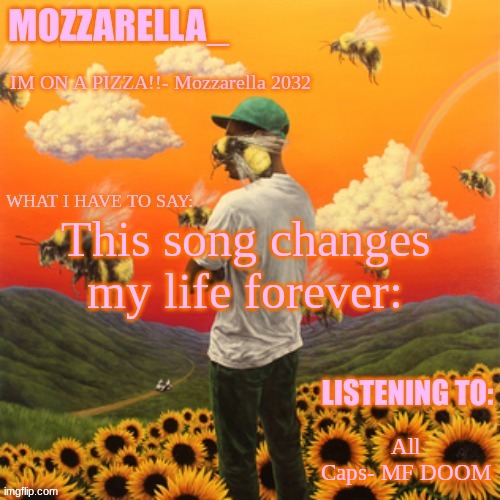 Changed: | This song changes my life forever:; All Caps- MF DOOM | image tagged in flower boy | made w/ Imgflip meme maker