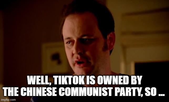 Jake from state farm | WELL, TIKTOK IS OWNED BY THE CHINESE COMMUNIST PARTY, SO … | image tagged in jake from state farm | made w/ Imgflip meme maker