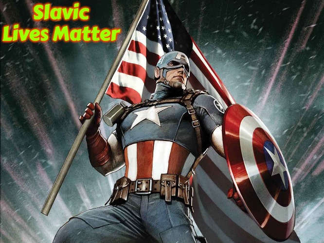 Captain America Flag Shield | Slavic Lives Matter | image tagged in captain america flag shield,slavic | made w/ Imgflip meme maker