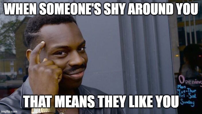 Roll Safe Think About It | WHEN SOMEONE'S SHY AROUND YOU; THAT MEANS THEY LIKE YOU | image tagged in memes,roll safe think about it | made w/ Imgflip meme maker