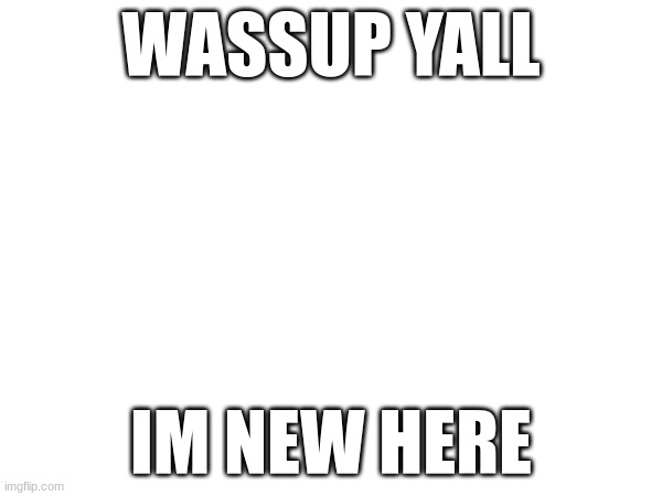 new boi | WASSUP YALL; IM NEW HERE | image tagged in new | made w/ Imgflip meme maker