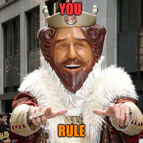 burger king | YOU RULE | image tagged in burger king | made w/ Imgflip meme maker
