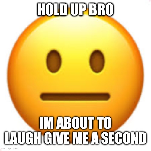 Not funny | HOLD UP BRO IM ABOUT TO LAUGH GIVE ME A SECOND | image tagged in not funny | made w/ Imgflip meme maker