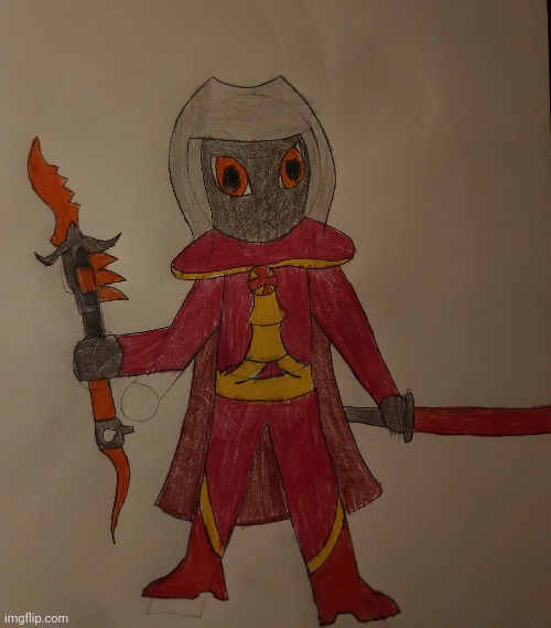 Potentially Xander's redesign (the weapon on the left was rushed in the sketching process) | made w/ Imgflip meme maker