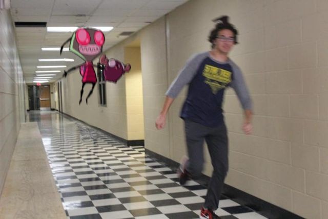 High Quality Hallway meme but it invader Zim Blank Meme Template