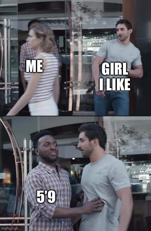 Every basic bitch | GIRL I LIKE; ME; 5’9 | image tagged in black guy stopping | made w/ Imgflip meme maker