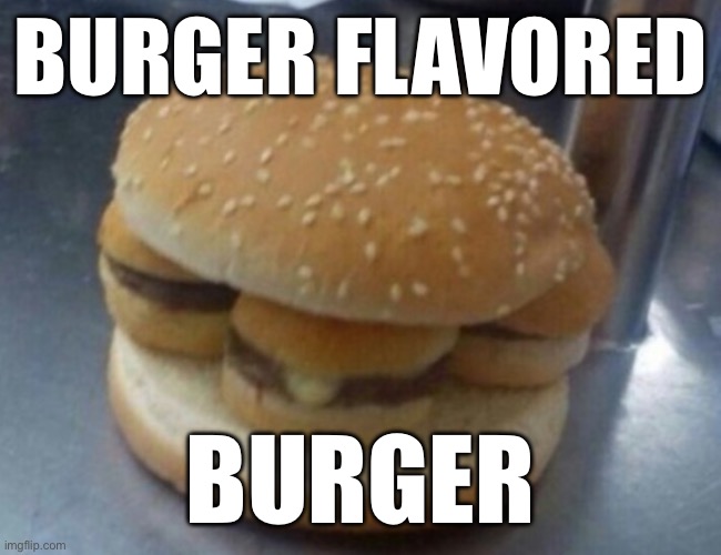 Burger Burger! | BURGER FLAVORED BURGER | image tagged in burger burger | made w/ Imgflip meme maker