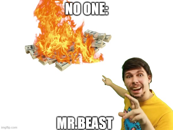 meme | NO ONE:; MR.BEAST | image tagged in funny meme | made w/ Imgflip meme maker