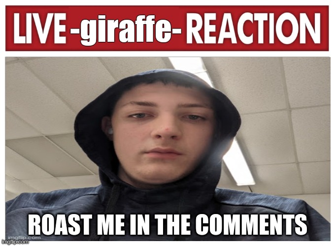 live -giraffe- reaction | ROAST ME IN THE COMMENTS | image tagged in live -giraffe- reaction | made w/ Imgflip meme maker