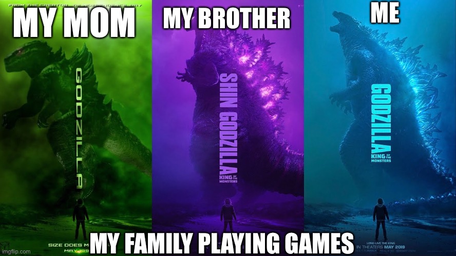 ME; MY BROTHER; MY MOM; MY FAMILY PLAYING GAMES | image tagged in funny | made w/ Imgflip meme maker