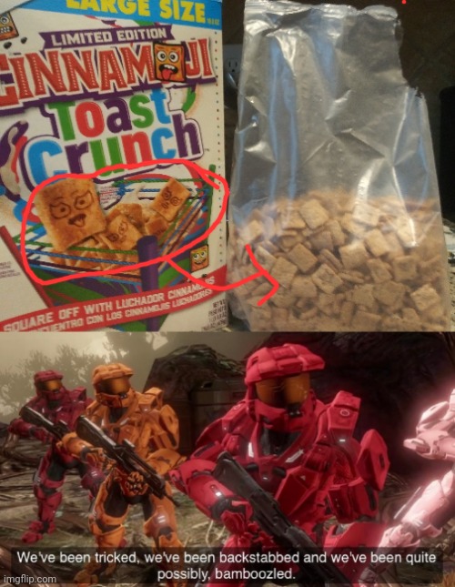 So disappointed... | image tagged in we've been tricked,cinnamon toast crunch,cereal,fail,astix | made w/ Imgflip meme maker