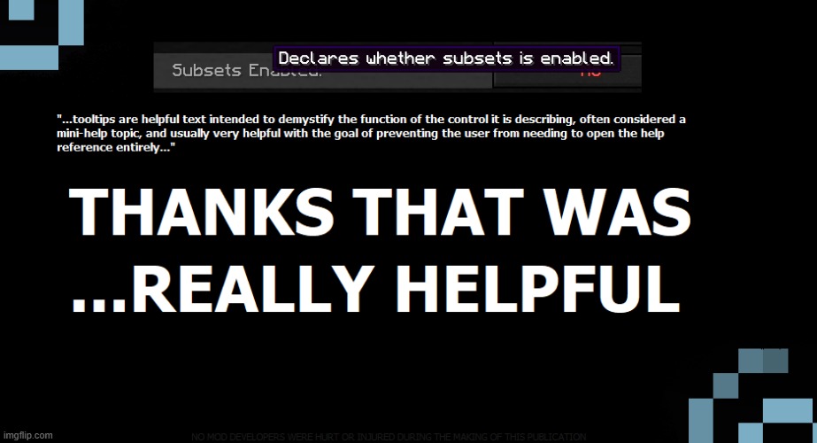 another day, another helpful tooltip...or not | image tagged in fun,minecraft,programmers,mods | made w/ Imgflip meme maker