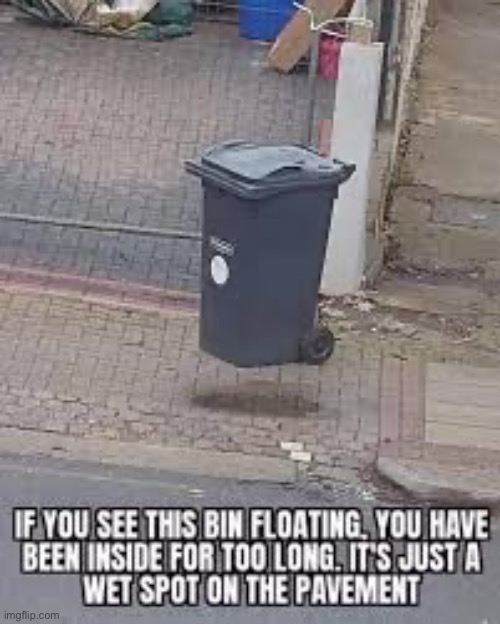 I saw it floating | image tagged in trash can,memes,fun | made w/ Imgflip meme maker