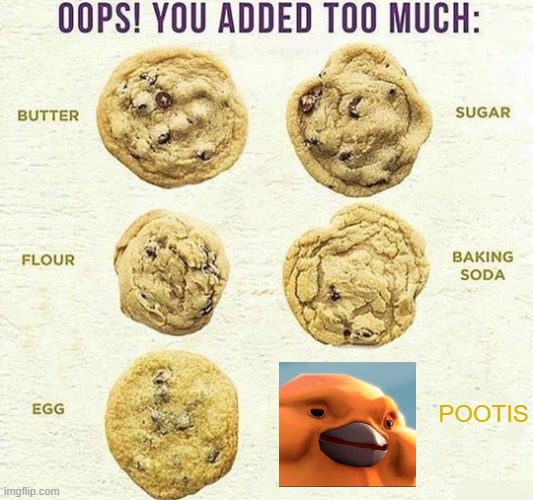 whoopsie daisy | POOTIS | image tagged in oops you added too much | made w/ Imgflip meme maker