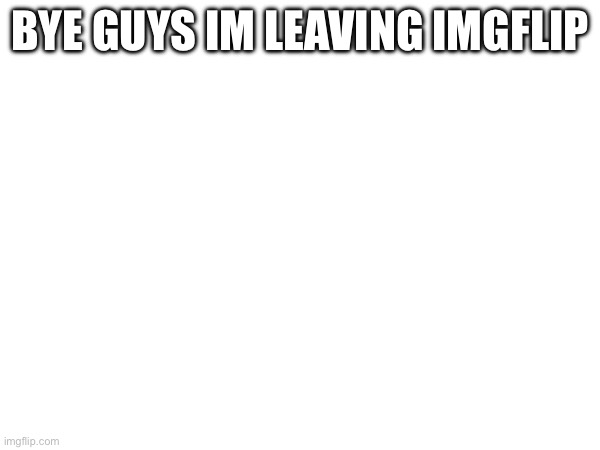 Bye | BYE GUYS IM LEAVING IMGFLIP | image tagged in blank white template | made w/ Imgflip meme maker