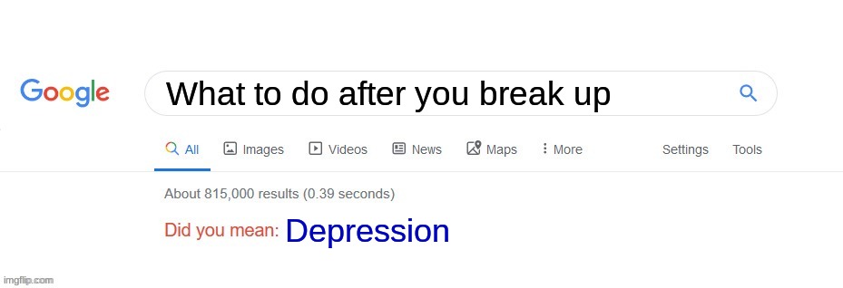 "life is a dream" | What to do after you break up; Depression | image tagged in did you mean | made w/ Imgflip meme maker