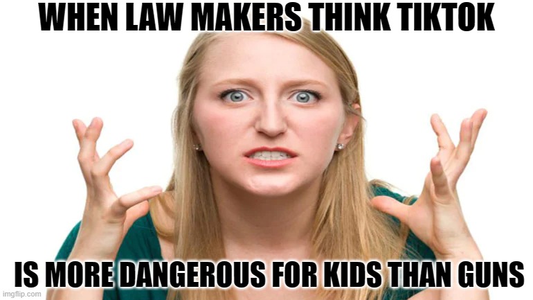 TIKTOK & GUNS | WHEN LAW MAKERS THINK TIKTOK; IS MORE DANGEROUS FOR KIDS THAN GUNS | made w/ Imgflip meme maker