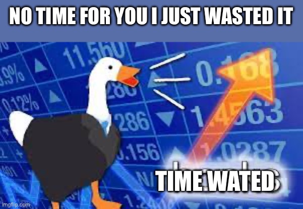 Honks | NO TIME FOR YOU I JUST WASTED IT; TIME WATED | image tagged in honks | made w/ Imgflip meme maker